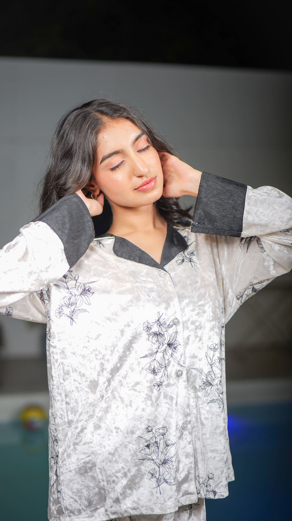 Midnight Bloom Velvet PJ Set