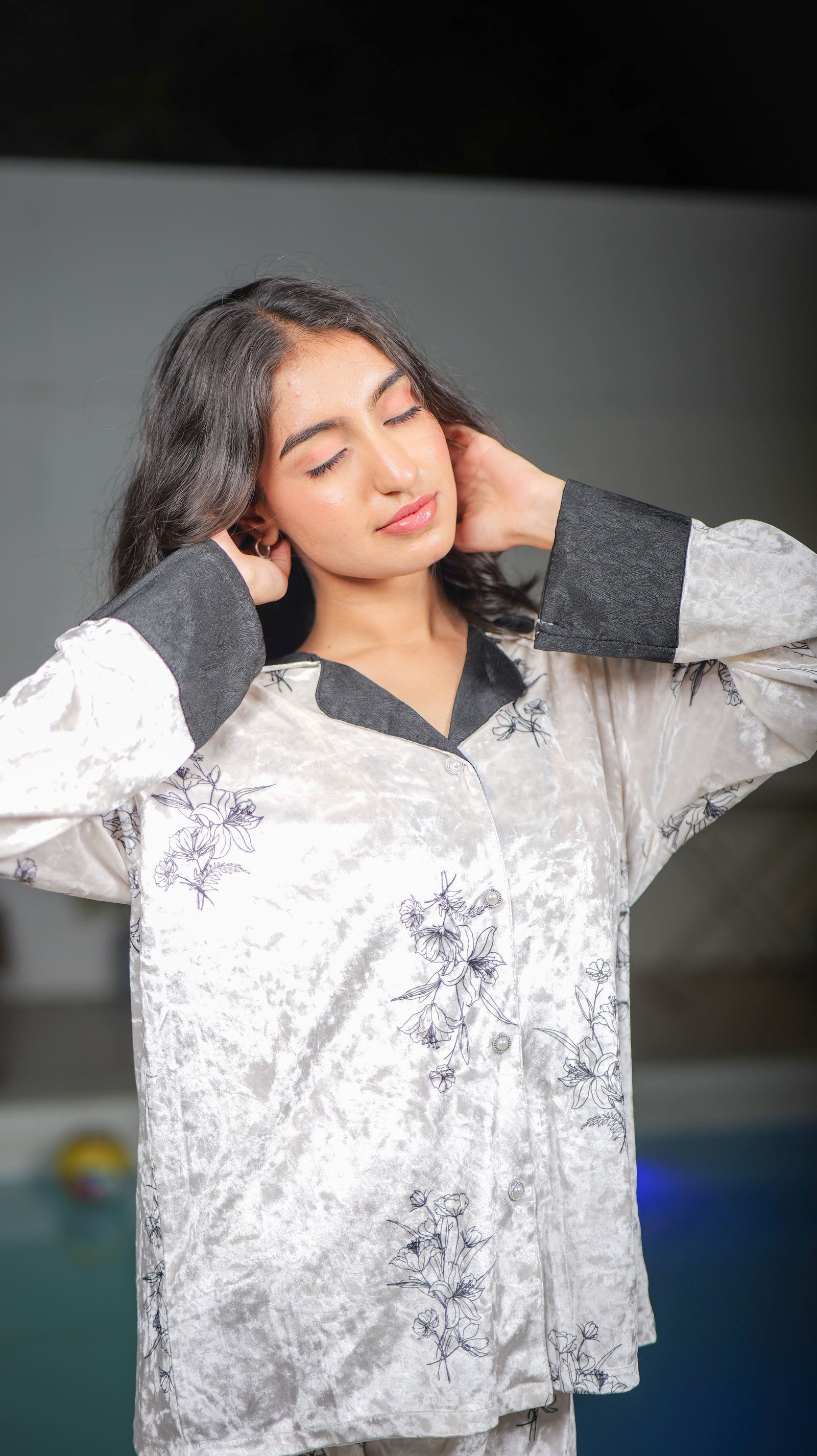 Midnight Bloom Velvet PJ Set