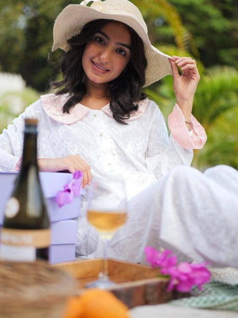 Sugar Blush Ruffle Velvet PJ Set