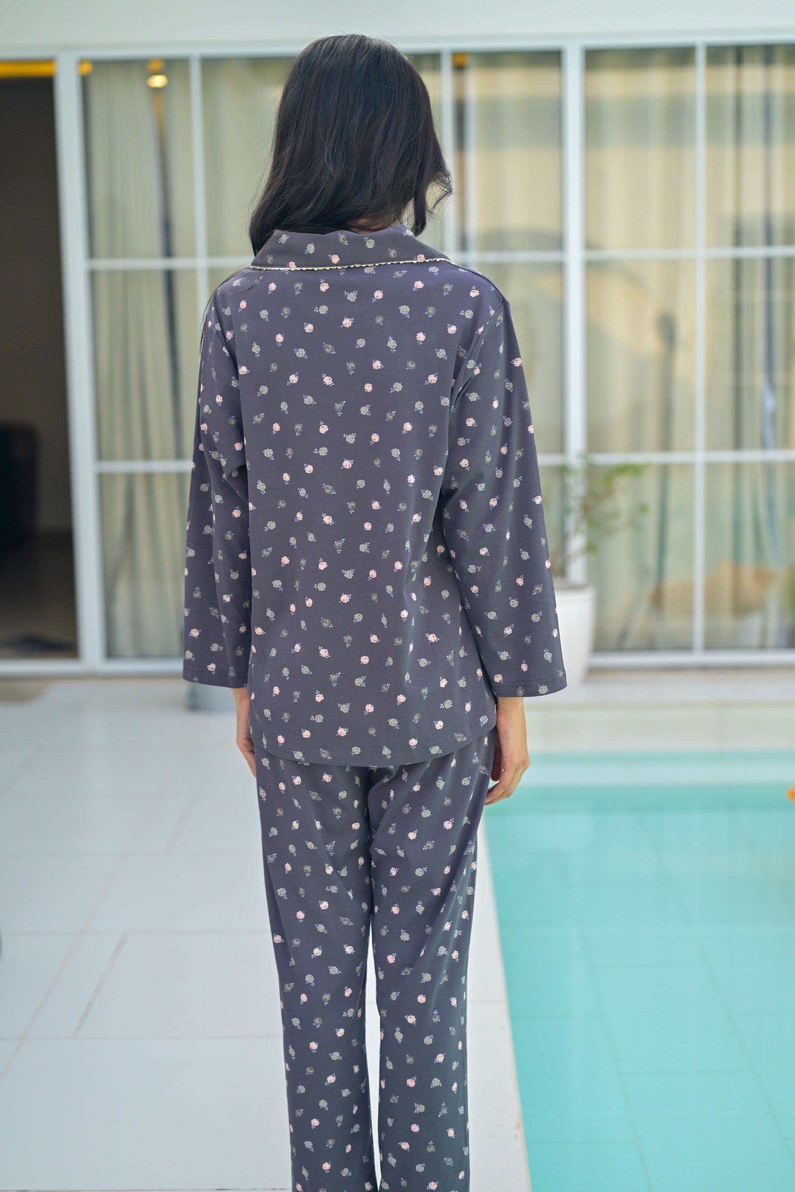 Grey Blossom Lace PJ Set