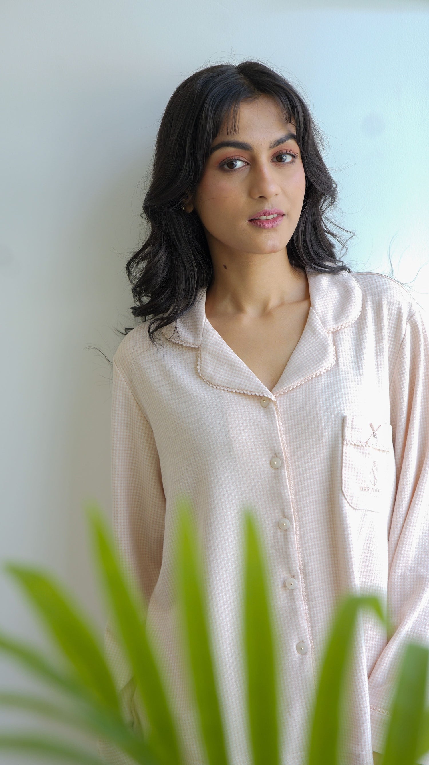 Peach Checks Cotton Candy PJ Set