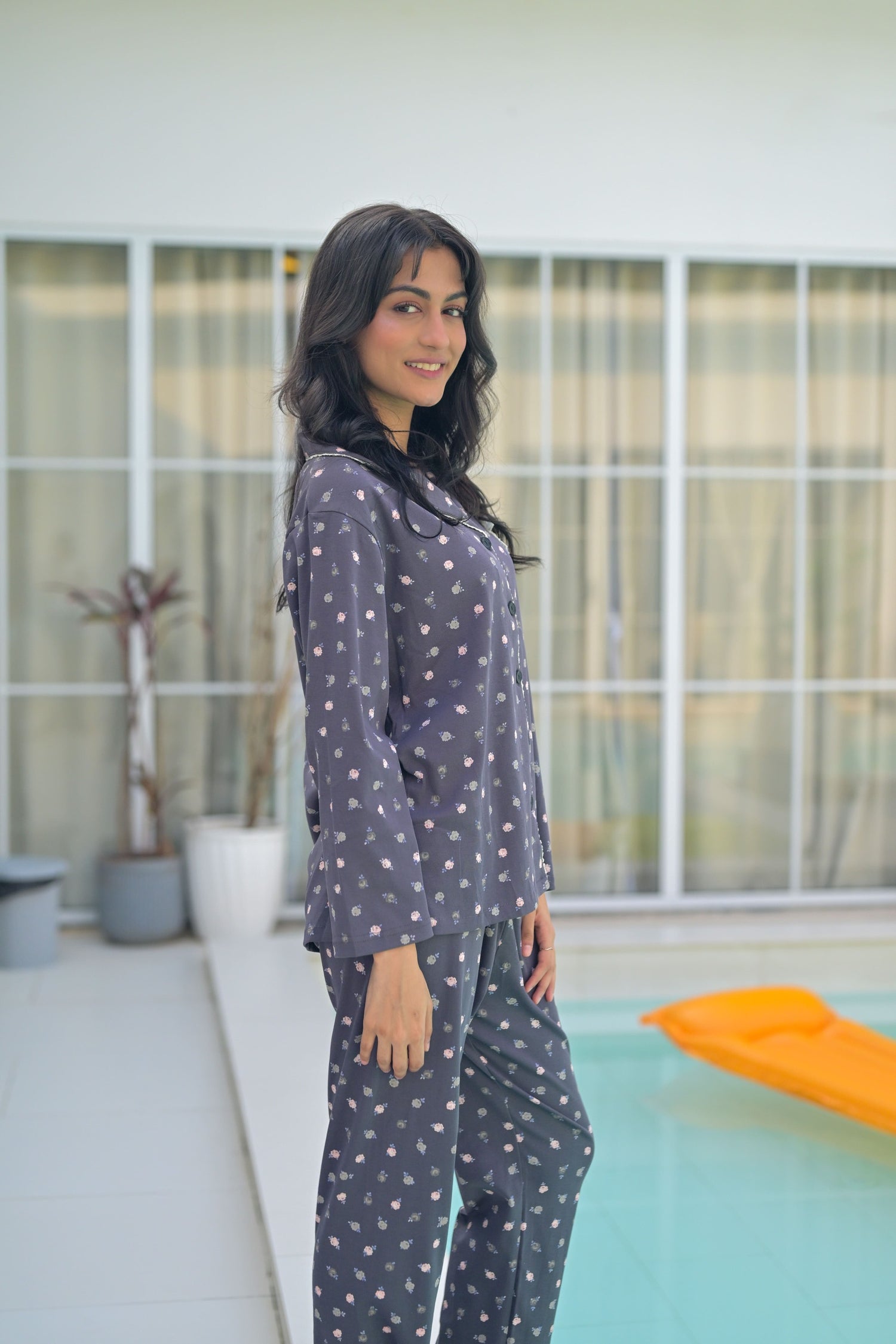 Grey Blossom Lace PJ Set