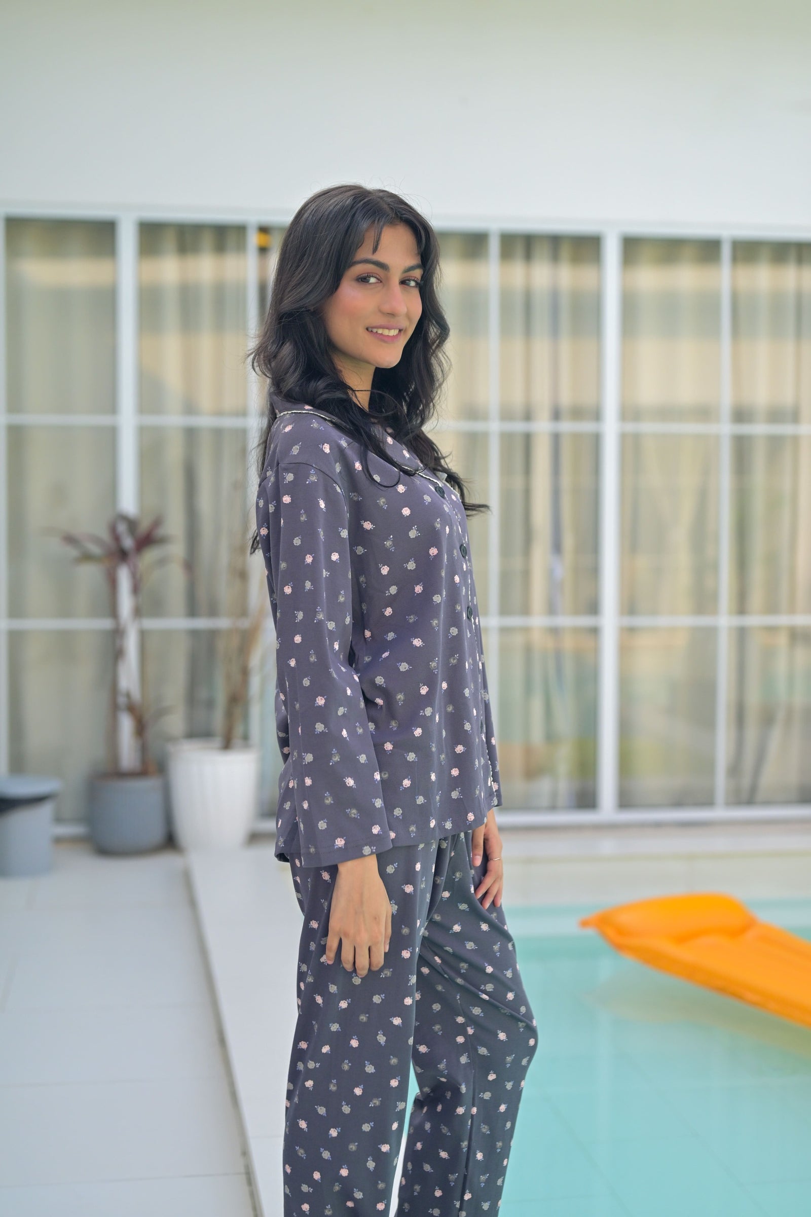 Grey Blossom Lace PJ Set