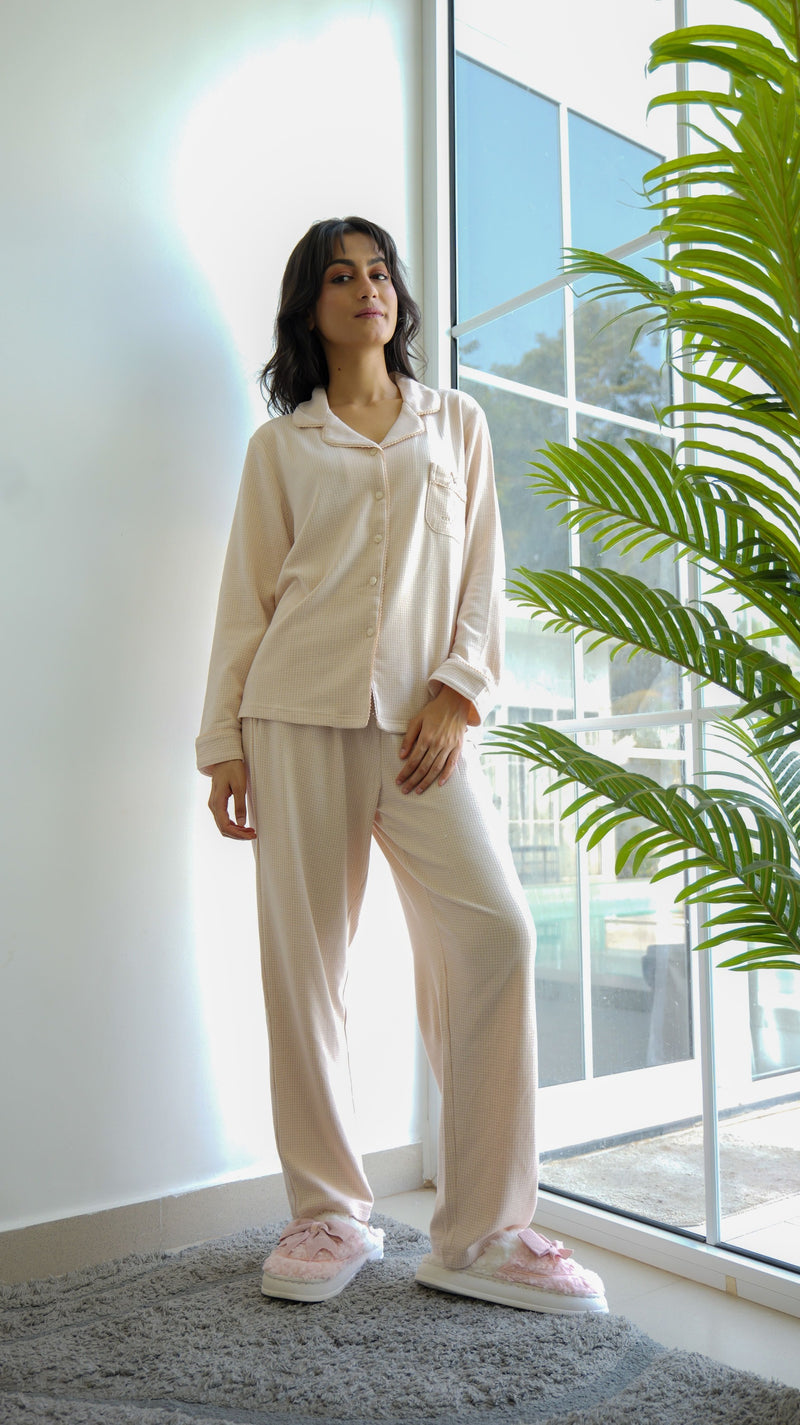 Peach Checks Cotton Candy PJ Set