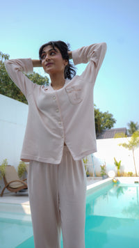 Peach Checks Cotton Candy PJ Set