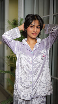 Plush Lilac Kitty Velvet PJ Set
