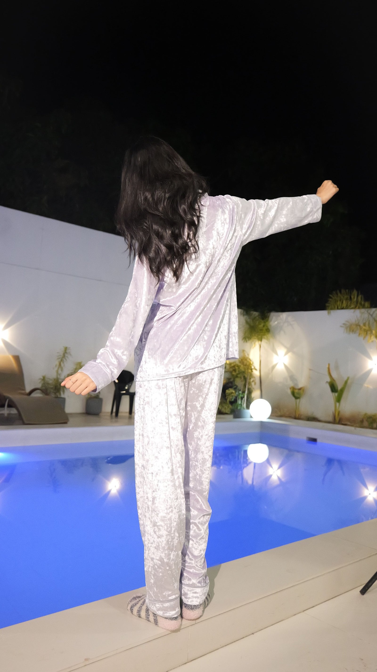 Plush Lilac Kitty Velvet PJ Set