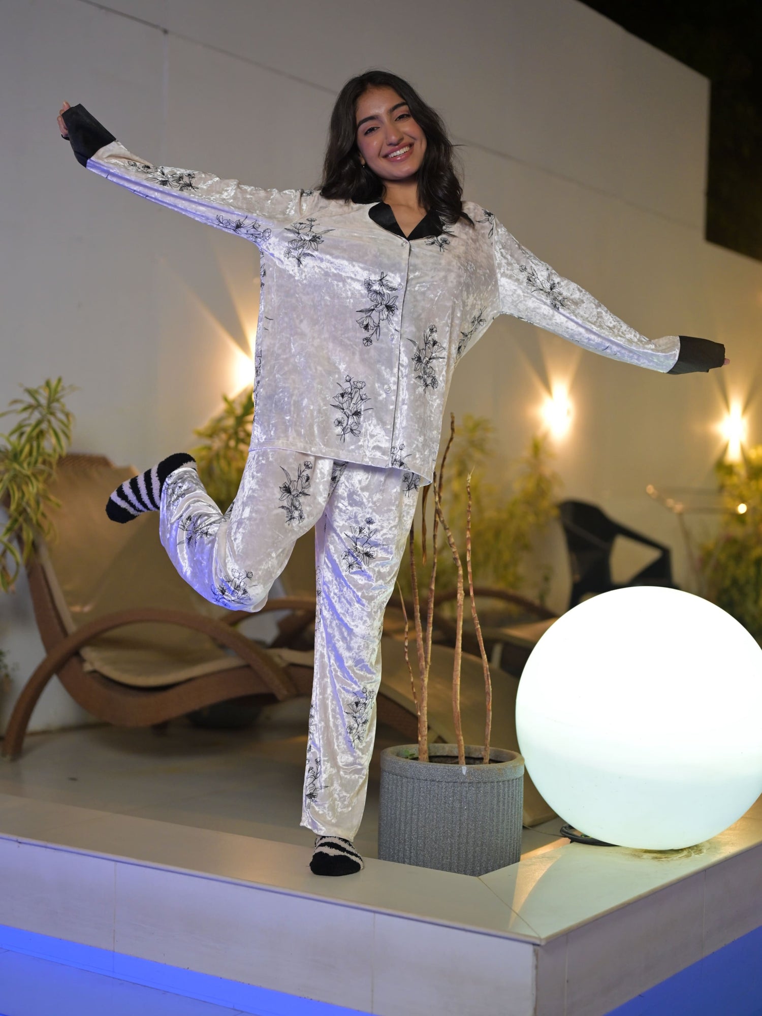 Midnight Bloom Velvet PJ Set