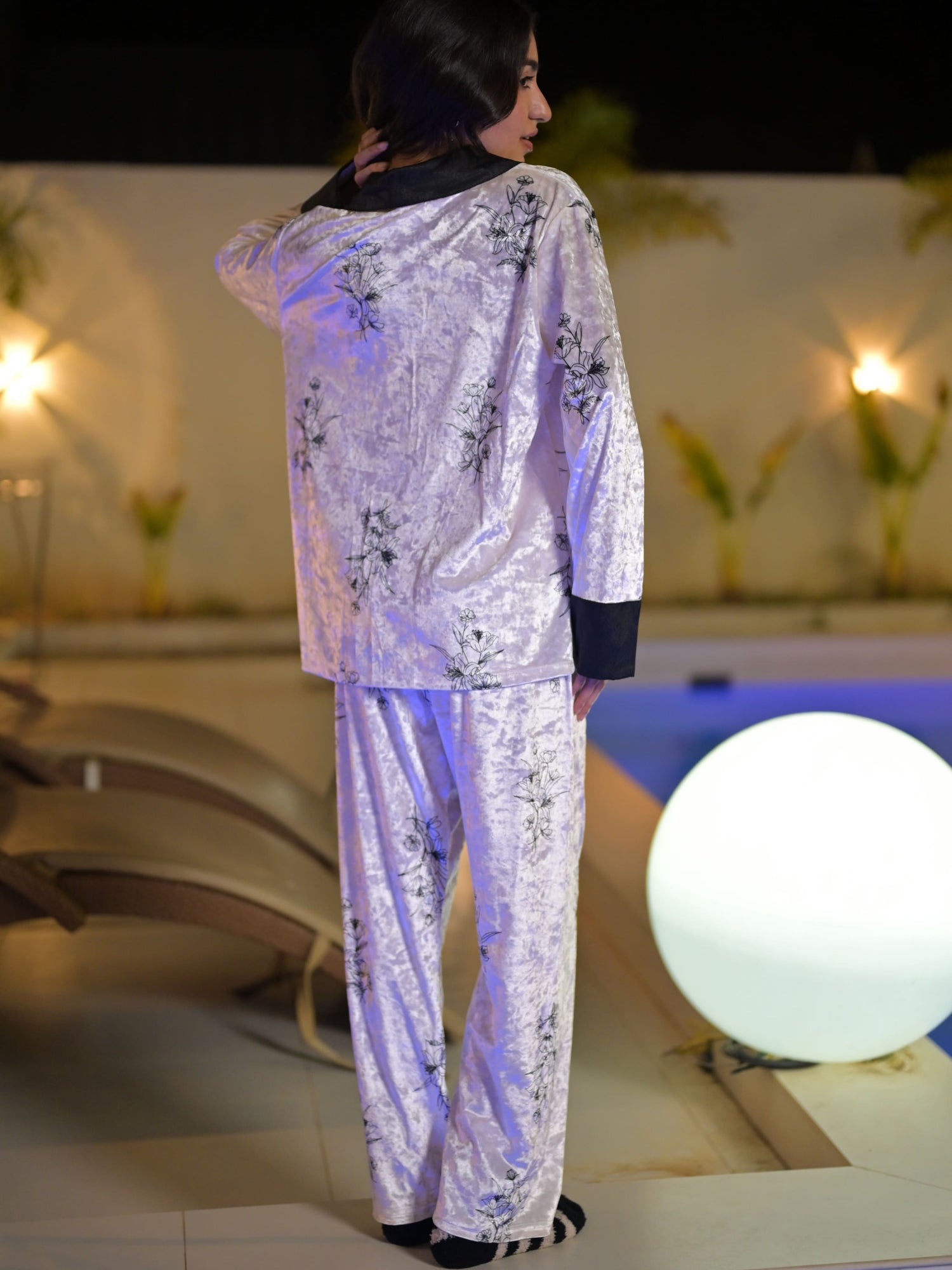 Midnight Bloom Velvet PJ Set