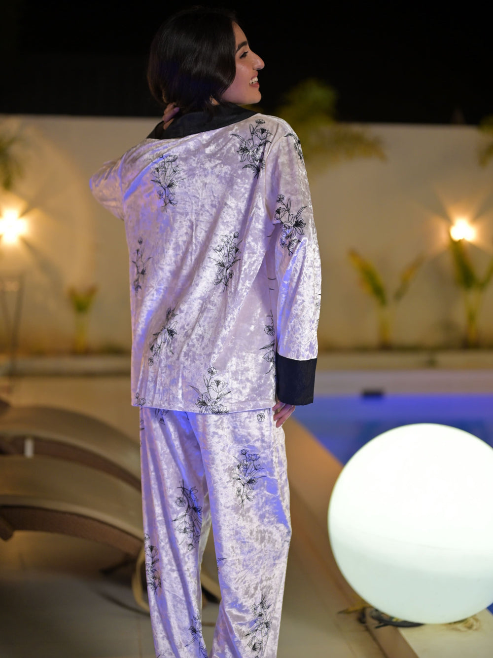 Midnight Bloom Velvet PJ Set