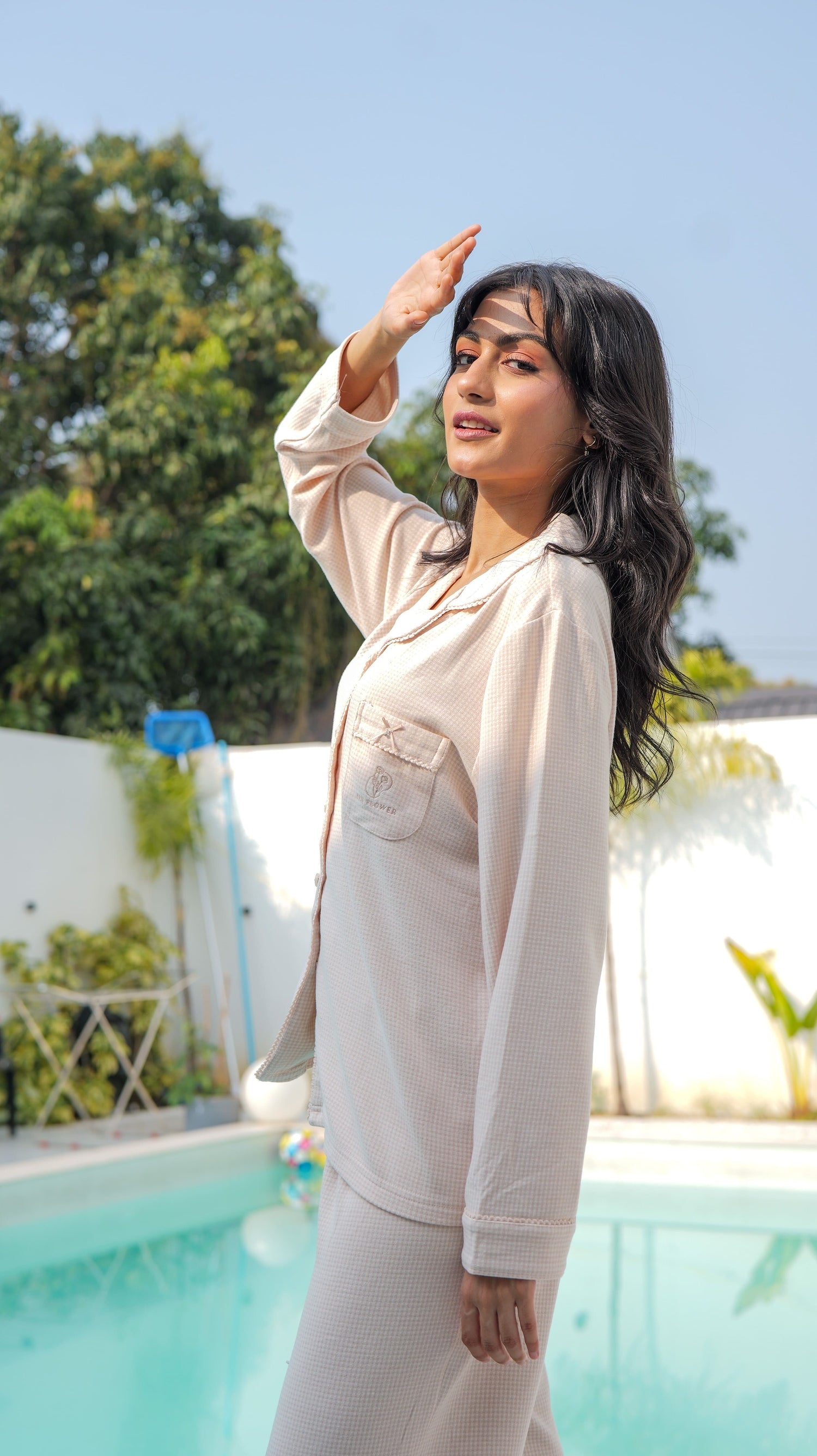 Peach Checks Cotton Candy PJ Set