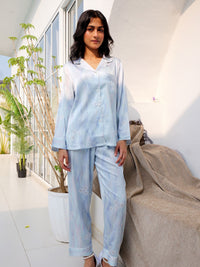 Stay-In Sky Silk PJ Set