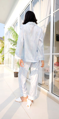 Stay-In Sky Silk PJ Set