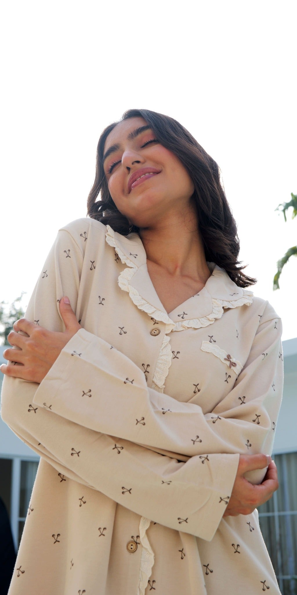 Calm Beige Cherry PJ Set