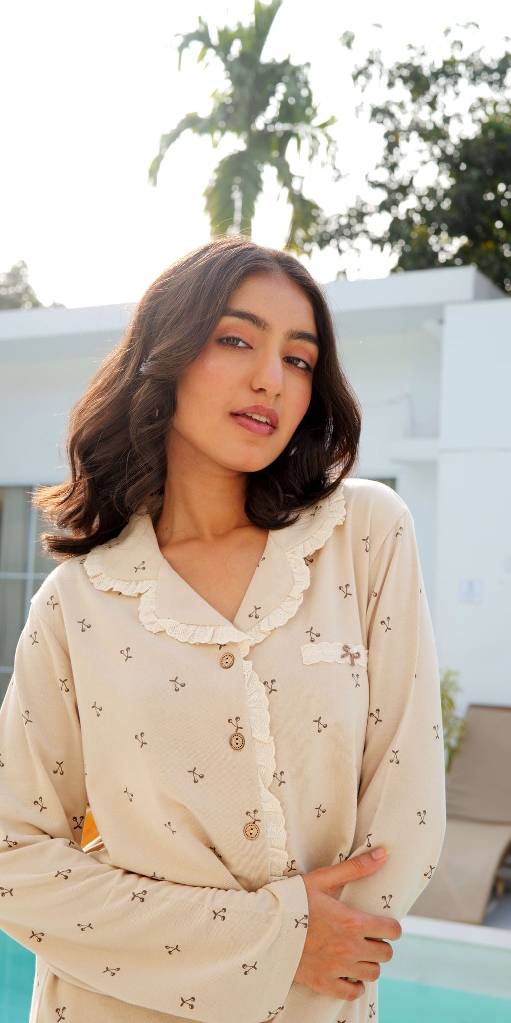 Calm Beige Cherry PJ Set