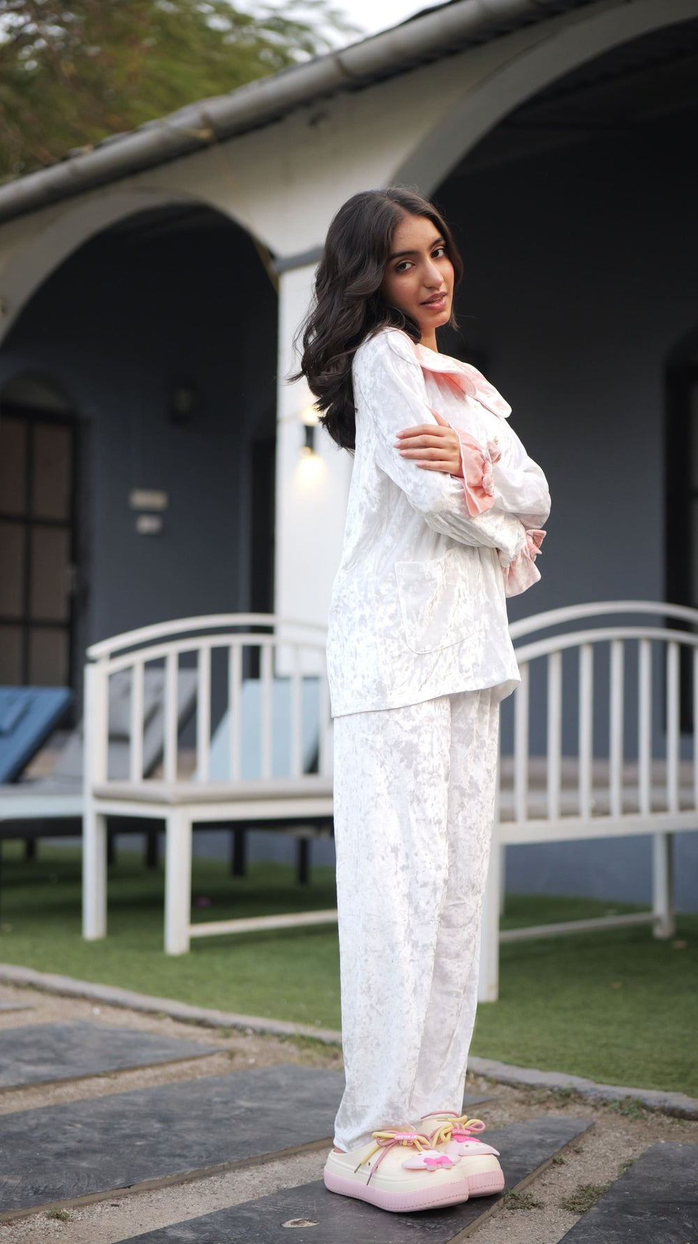 Sugar Blush Ruffle Velvet PJ Set