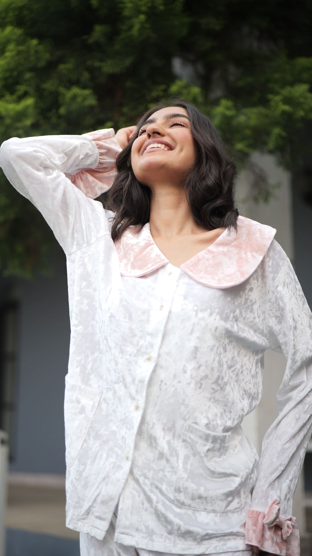 Sugar Blush Ruffle Velvet PJ Set