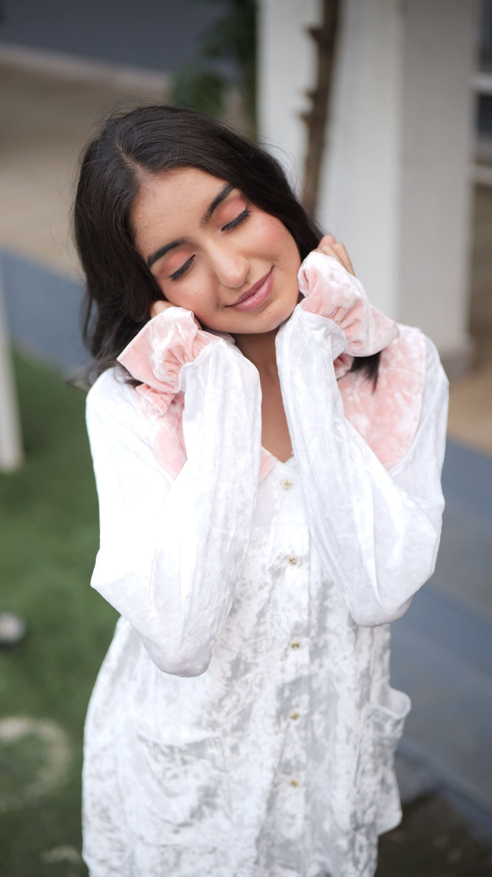 Sugar Blush Ruffle Velvet PJ Set