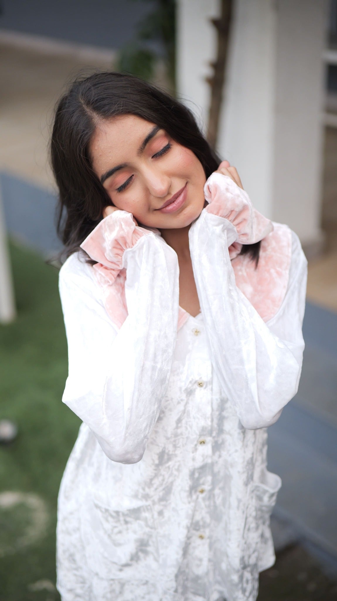 Sugar Blush Ruffle Velvet PJ Set