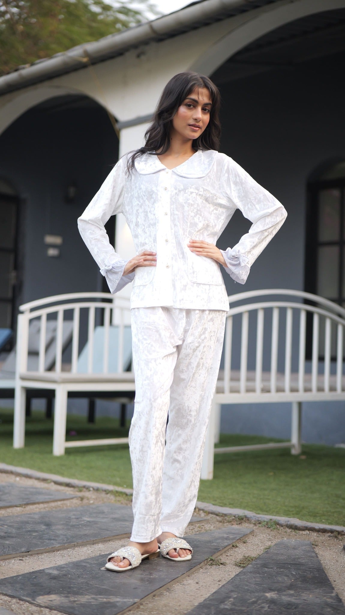 Chantilly Ruffle Velvet PJ Set