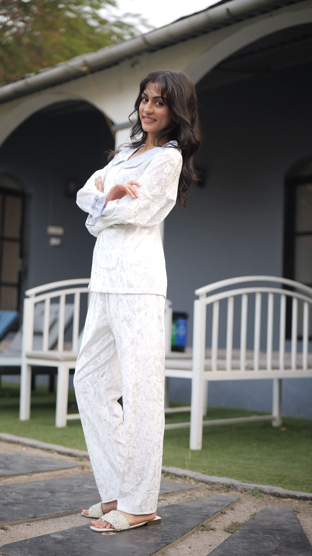 Chantilly Ruffle Velvet PJ Set
