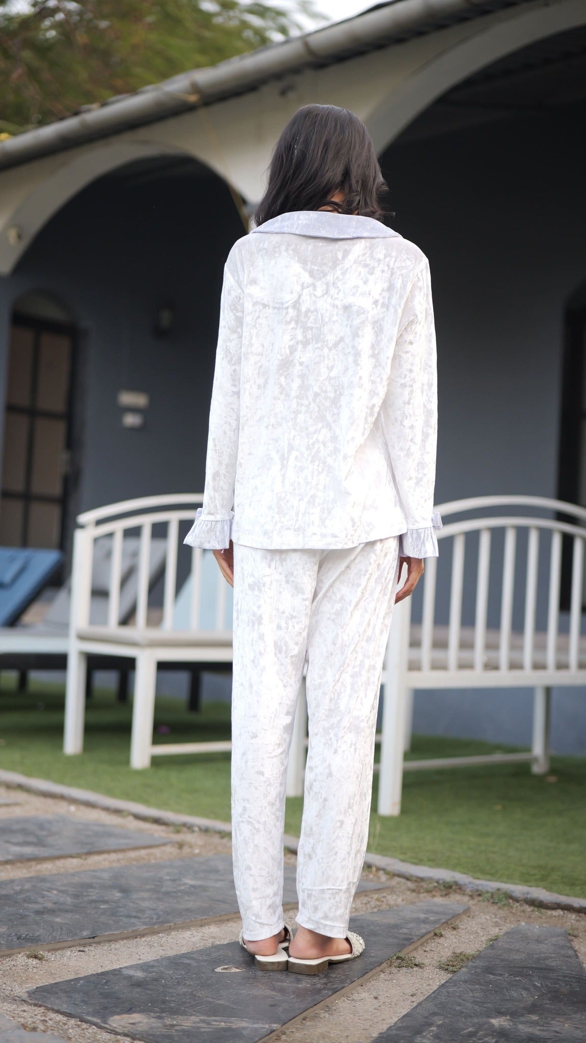 Chantilly Ruffle Velvet PJ Set