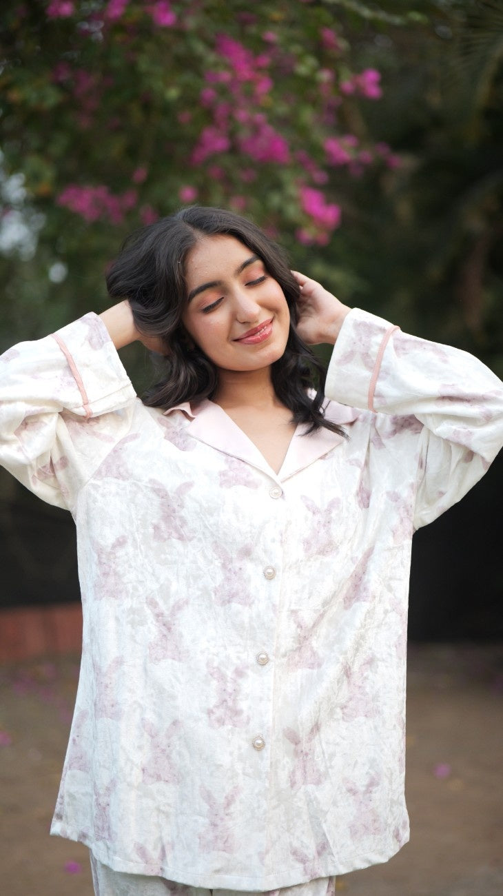 Bunny & Pearls Velvet PJ Set