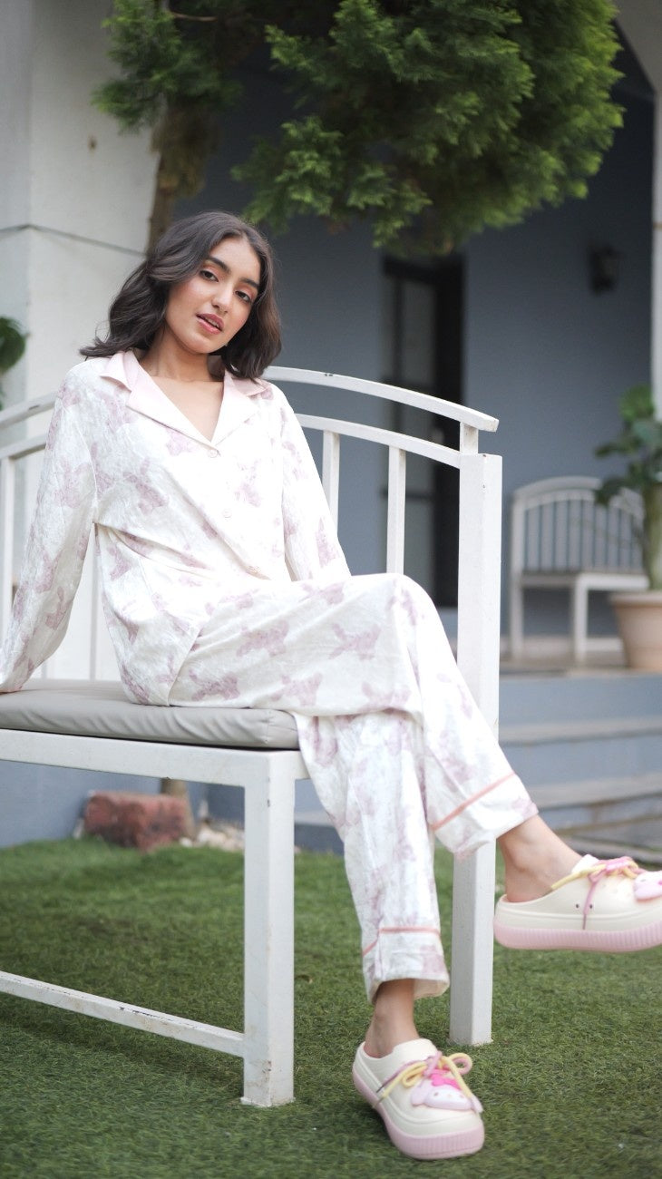 Bunny & Pearls Velvet PJ Set