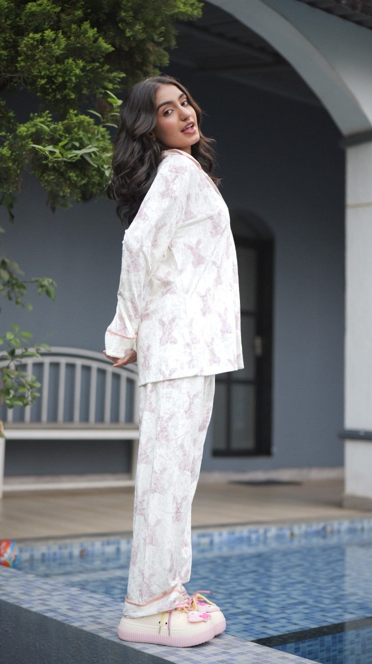 Bunny & Pearls Velvet PJ Set