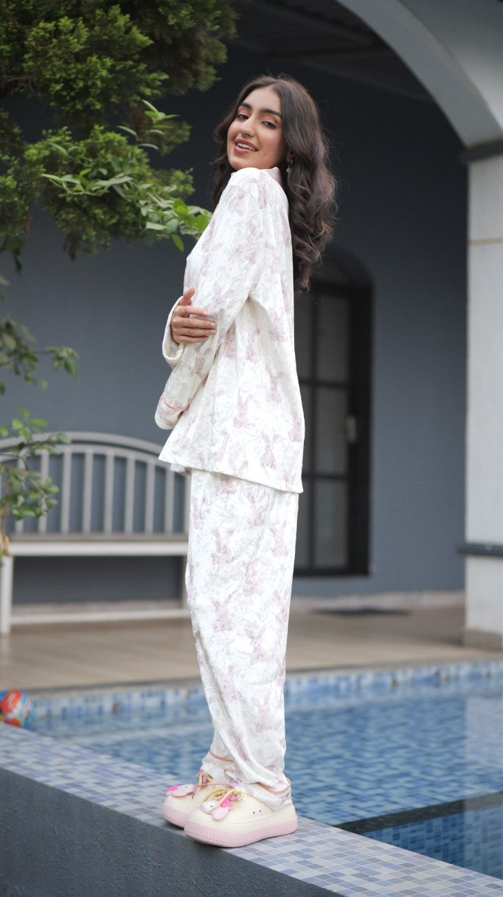 Bunny & Pearls Velvet PJ Set