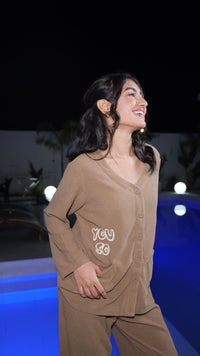 Cute Puppy Warm Mocha PJ Set